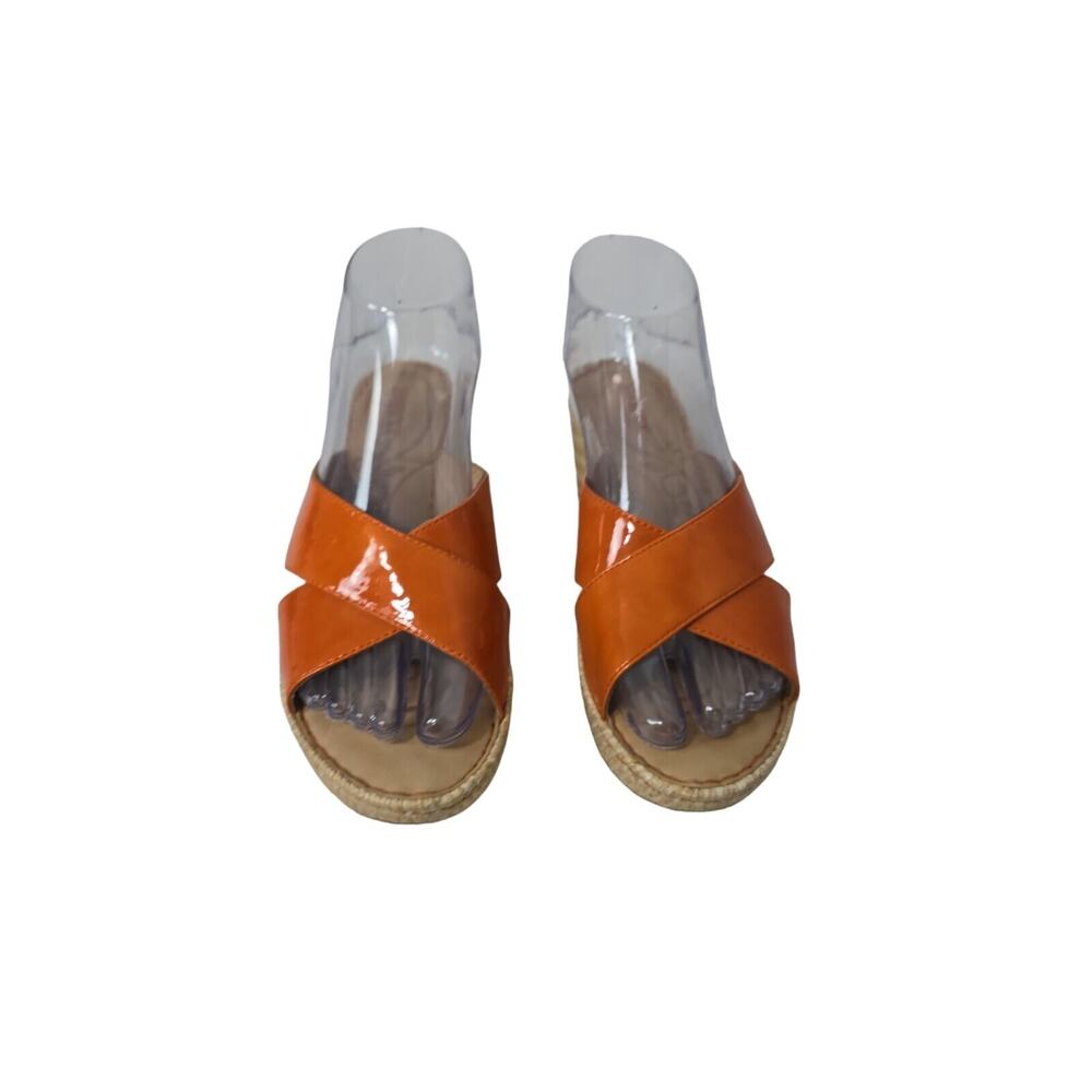 Born Sandals Women's Size 7 Orange Platform Wedge Patent Leather Comfort Shoes - Picture 3 of 10